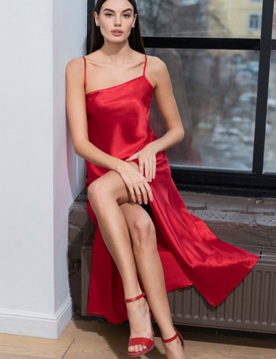 Длинная сорочка из атласа Mia-Amore MARY 7438 красный, Цвет: красный, Размеры: XL, изображение 4