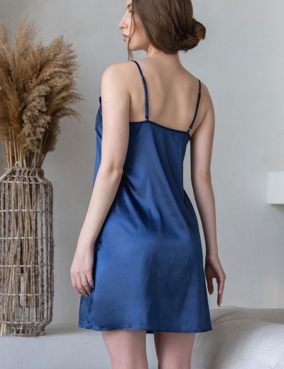 Сорочка короткая атласная Mia-Mella VISANTIA 9330, Цвет: темно-синий, Размеры: S, изображение 2