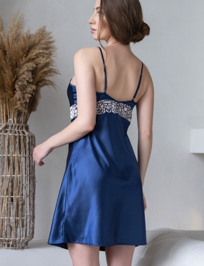 Атласная сорочка на бретелях Mia-Mella VISANTIA 9331, Цвет: темно-синий, Размеры: M, изображение 2