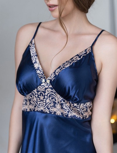Атласная сорочка на бретелях Mia-Mella VISANTIA 9331, Цвет: темно-синий, Размеры: M, изображение 3