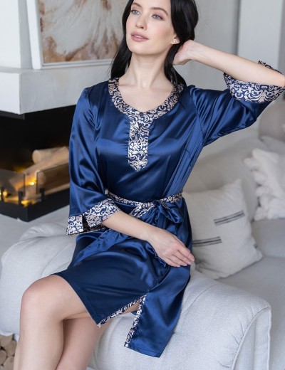 Атласное платье-туника Mia-Mella VISANTIA 9334, Цвет: темно-синий, Размеры: S/M, изображение 2