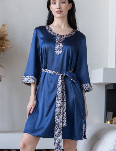 Атласное платье-туника Mia-Mella VISANTIA 9334, Цвет: темно-синий, Размеры: S/M, изображение 4