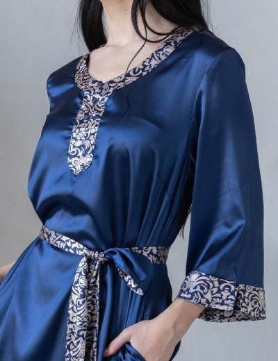 Атласное платье-туника Mia-Mella VISANTIA 9334, Цвет: темно-синий, Размеры: S/M, изображение 5