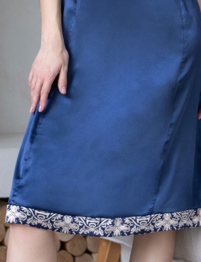 Атласная сорочка больших размеров Mia-Mella VISANTIA 9338, Цвет: темно-синий, Размеры: M, изображение 5