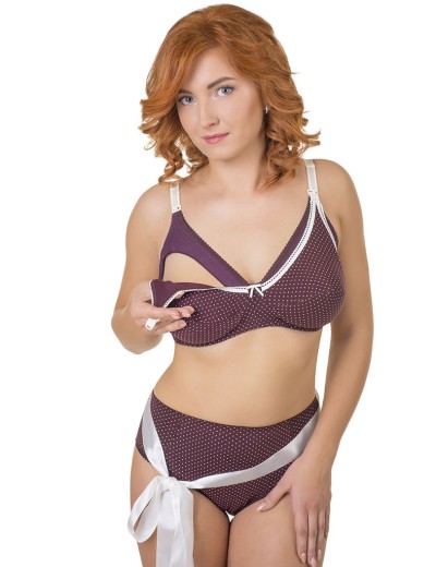 Хлопковый бюстгальтер для кормления Valmira 1123/C вино в крапинку, Цвет: вино в крапинку, Размеры: 85D, изображение 5