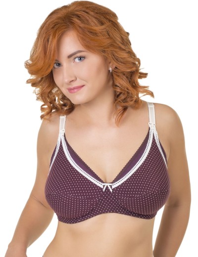 Хлопковый бюстгальтер для кормления Valmira 1123/C вино в крапинку, Цвет: вино в крапинку, Размеры: 85D, изображение 3