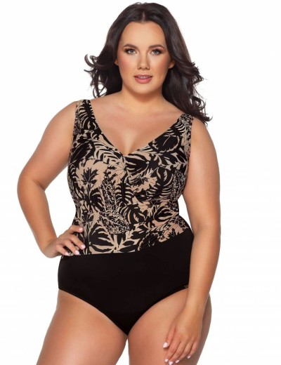 Купальник женский закрытый Ava SKJ 51 MOCCA, Цвет: чёрно-бежевый, Размеры: 90C, изображение 4