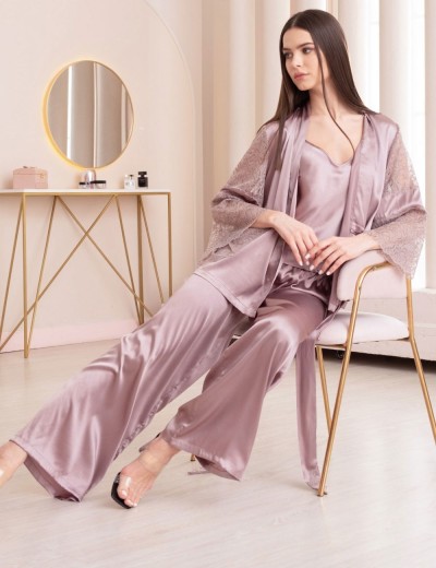 Костюм тройка из атласа и кружева Mia-Amore MISTY 7266 латте, Цвет: латте, Размеры: L, изображение 4