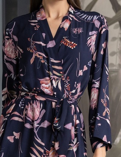 Халат для дома Mia-Amore NIGHT GARDEN 5193, Цвет: темно-синий, Размеры: L/XL, изображение 5