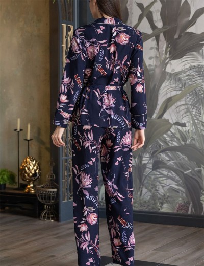 Пижама женская с брюками Mia-Amore NIGHT GARDEN 5196, Цвет: темно-синий, Размеры: M, изображение 2