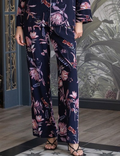 Пижама женская с брюками Mia-Amore NIGHT GARDEN 5196, Цвет: темно-синий, Размеры: M, изображение 5