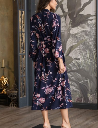 Длинный домашний халат Mia-Amore NIGHT GARDEN 5199, Цвет: темно-синий, Размеры: 4XL/5XL, изображение 2