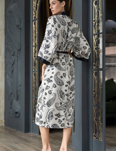 Длинный домашний халат Mia-Amore PERSEYA 7987, Цвет: черный принт, Размеры: 2XL/3XL, изображение 2