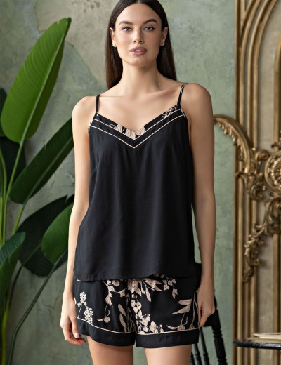 Комплект топ и шорты Mia-Amore RENE 5112, Цвет: цветы на черном, Размеры: 5XL, изображение 4