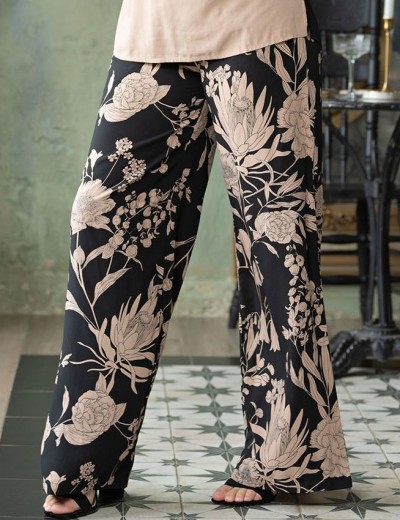 Женский комплект со штанами Mia-Amore RENE 5115, Цвет: цветы на черном, Размеры: L, изображение 4