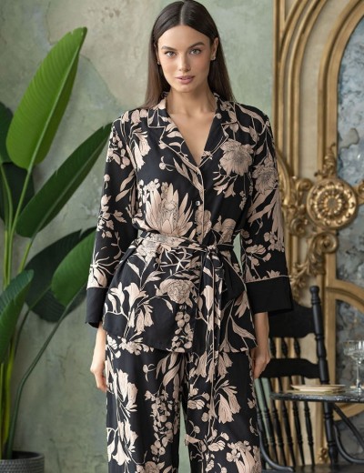 Пижама из тканой вискозы Mia-Amore RENE 5116, Цвет: цветы на черном, Размеры: XL, изображение 3