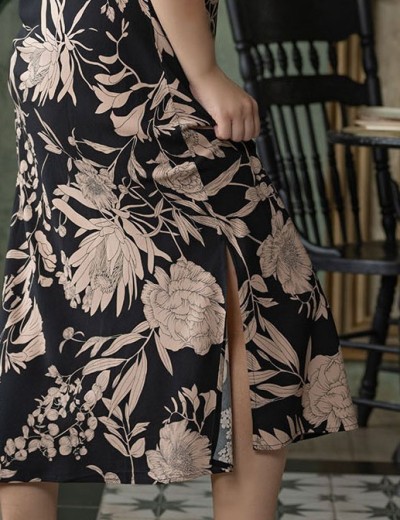 Длинная ночная сорочка Mia-Amore RENE 5118, Цвет: цветы на черном, Размеры: M, изображение 4