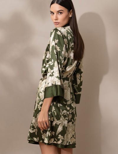Шелковый халат с принтом Mia-Amore VITTORIA 5153 темный хаки, Цвет: темный хаки, Размеры: 2XL/3XL, изображение 2