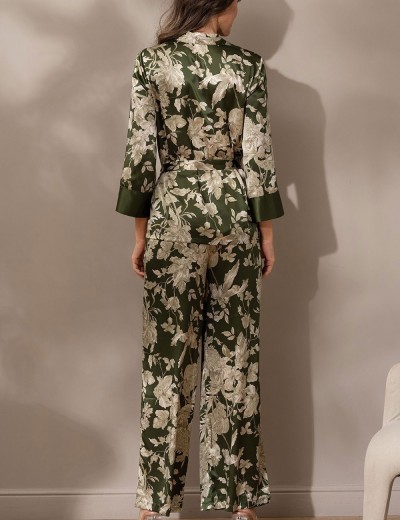 Шелковая домашняя пижама Mia-Amore VITTORIA 5157 темный хаки, Цвет: темный хаки, Размеры: 3XL, изображение 2