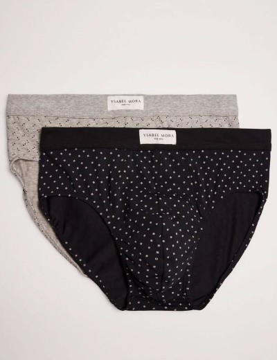 Набор мужских слипов Ysabel Mora 20328 (2 шт), Цвет: черный+серый, Размеры: M, изображение 3