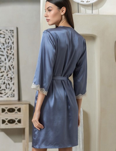 Атласный халат-кимоно Mia-Mella JULIA CHARME 8733 дельфин, Цвет: дельфин, Размеры: S/M, изображение 2