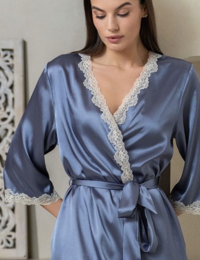 Атласный халат-кимоно Mia-Mella JULIA CHARME 8733 дельфин, Цвет: дельфин, Размеры: S/M, изображение 3