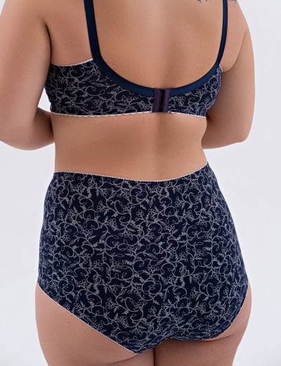 Трусы женские высокие из хлопка Valmira 2930/C синий с молоком, Цвет: синий с молоком, Размеры: 6XL, изображение 2