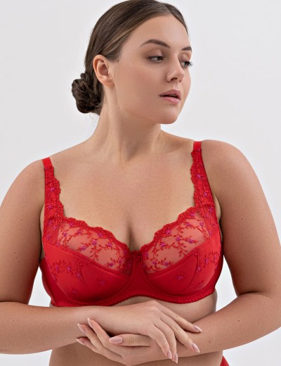 Бюстгальтер полумягкий с вышивкой Valmira 1109-1109/B красный с фуксией, Цвет: красный с фуксией, Размеры: 80G, изображение 3