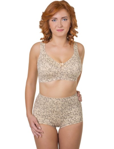 Трусы женские высокие из хлопка Valmira 2930/C бежевый с черным, Цвет: бежевый с черным, Размеры: L, изображение 3