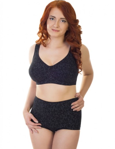 Трусы женские высокие из хлопка Valmira 2930/C черный с серым, Цвет: черный с серым, Размеры: L, изображение 4