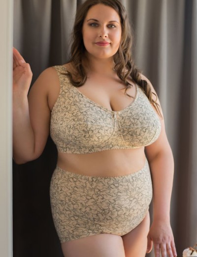 Трусы женские высокие из хлопка Valmira 2930/C бежевый с черным, Цвет: бежевый с черным, Размеры: L, изображение 2