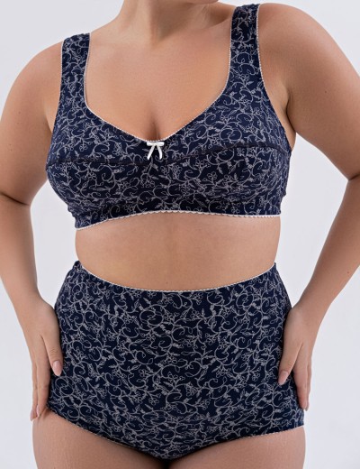 Трусы женские высокие из хлопка Valmira 2930/C синий с молоком, Цвет: синий с молоком, Размеры: 6XL, изображение 3