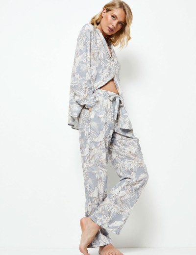 Пижама с брюками из вискозы Aruelle ADORIA, Цвет: серо-голубой, Размеры: XS, изображение 2