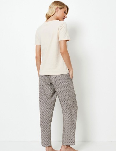 Пижама футболка и брюки Aruelle JADE, Цвет: бежевый, Размеры: S, изображение 3