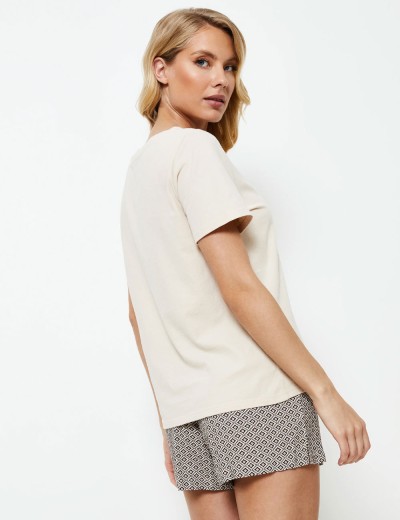 Пижама футболка и шорты Aruelle JADE, Цвет: бежевый, Размеры: XL, изображение 2