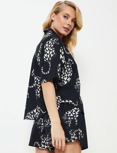 Хлопковая пижама Aruelle TAMISHA, Цвет: черный/белый, Размеры: XL, изображение 2