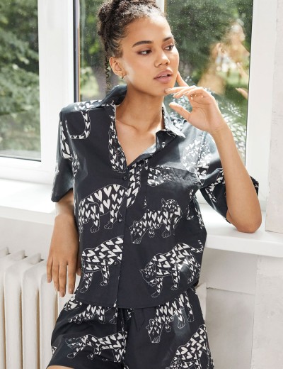 Хлопковая пижама Aruelle TAMISHA, Цвет: черный/белый, Размеры: XL, изображение 3