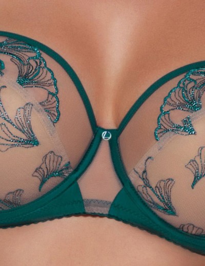 Мягкий бюстгальтер с вышивкой Ava RAFIA 2088 M emerald, Цвет: изумруд, Размеры: 65J, изображение 4