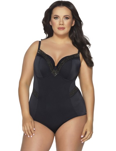 Закрытый купальник с мерцающим узором Ava SKJ58 U черный, Цвет: черный, Размеры: 100B, изображение 5