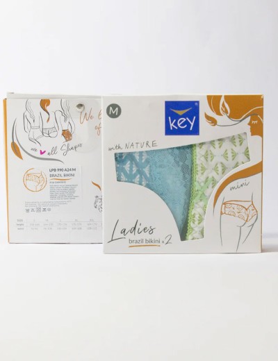 Набор трусов слипов Key LPB 990 (2 шт), Цвет: белый+бирюзовый, Размеры: S, изображение 5