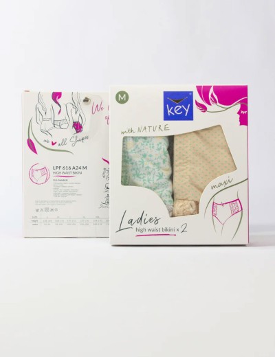 Набор высоких трусов слипов Key LPF 616 (2 шт), Цвет: бежевый+мята, Размеры: M, изображение 4