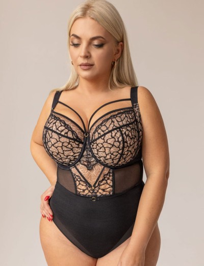 Боди с мягкой чашкой Kris Line PANTHER BODY soft full cup, Цвет: черный+бежевый, Размеры: 65H, изображение 5
