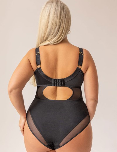 Боди с мягкой чашкой Kris Line PANTHER BODY soft full cup, Цвет: черный+бежевый, Размеры: 65H, изображение 2