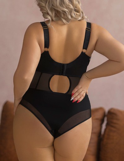 Боди с мягкой чашкой Kris Line PANTHER BODY soft full cup, Цвет: черный+бежевый, Размеры: 65H, изображение 4