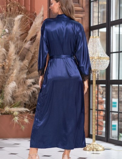 Халат шёлковый длинный Mia-Amore ISABELLA 3189 синий с черным, Цвет: синий с черным, Размеры: L/XL, изображение 2