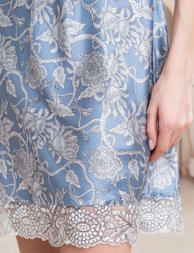 Шелковая короткая сорочка Mia-Amore REBECCA 5161 голубой жемчуг, Цвет: голубой жемчуг, Размеры: L, изображение 4