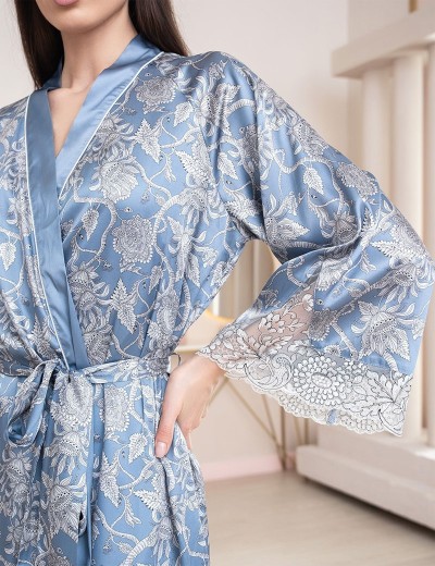 Шелковый халат кимоно Mia-Amore REBECCA 5163 голубой жемчуг, Цвет: голубой жемчуг, Размеры: L/XL, изображение 3