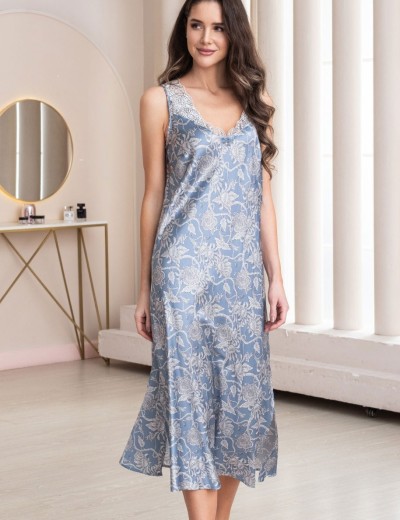 Длинная сорочка из шелка Mia-Amore REBECCA 5164 голубой жемчуг, Цвет: голубой жемчуг, Размеры: 3XL, изображение 4