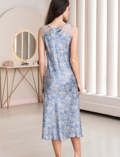 Длинная сорочка из шелка Mia-Amore REBECCA 5164 голубой жемчуг, Цвет: голубой жемчуг, Размеры: 3XL, изображение 3