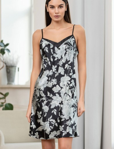 Шелковая сорочка с принтом Mia-Amore VITTORIA 5151 черный, Цвет: черный, Размеры: 4XL, изображение 3